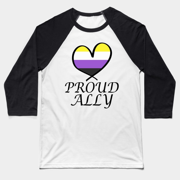 Proud Ally LGBT Gay Pride Month Nonbinary Flag Baseball T-Shirt by artbypond